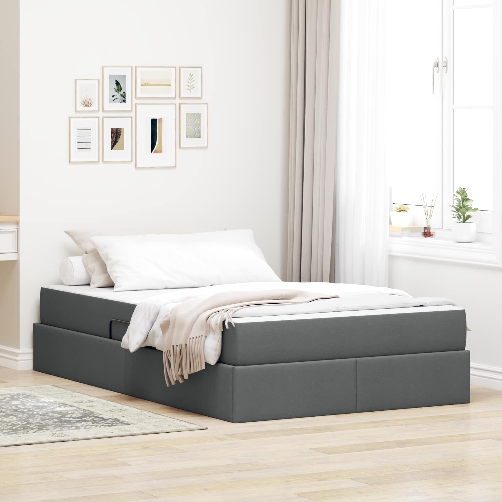 Letto con contenitore e materasso Grigio scuro 120 x 190 cm 3399647