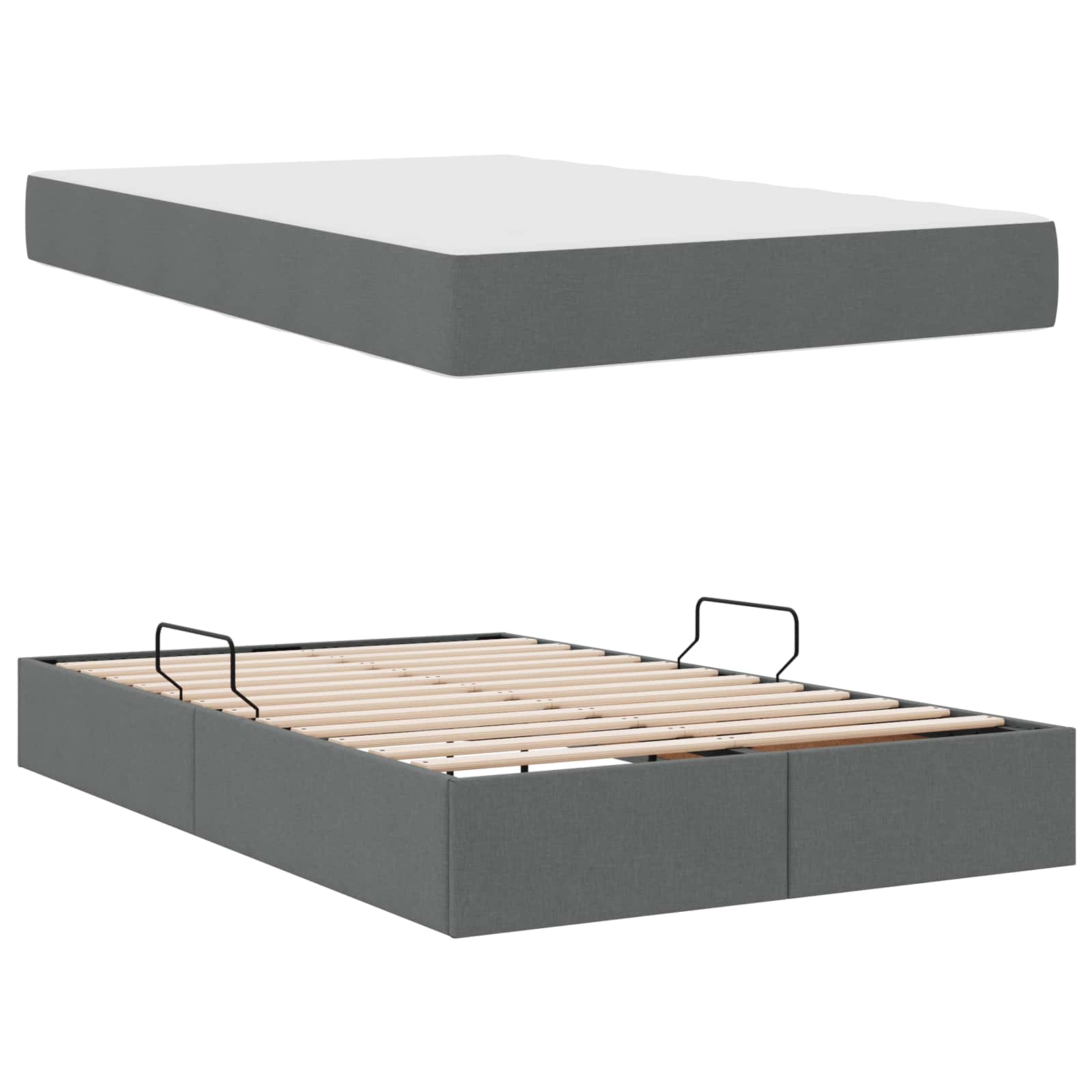 Letto con contenitore e materasso Grigio scuro 120 x 190 cm 3399647