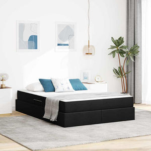 Letto con contenitore e materasso Nero 140 x 200 cm Poliestere