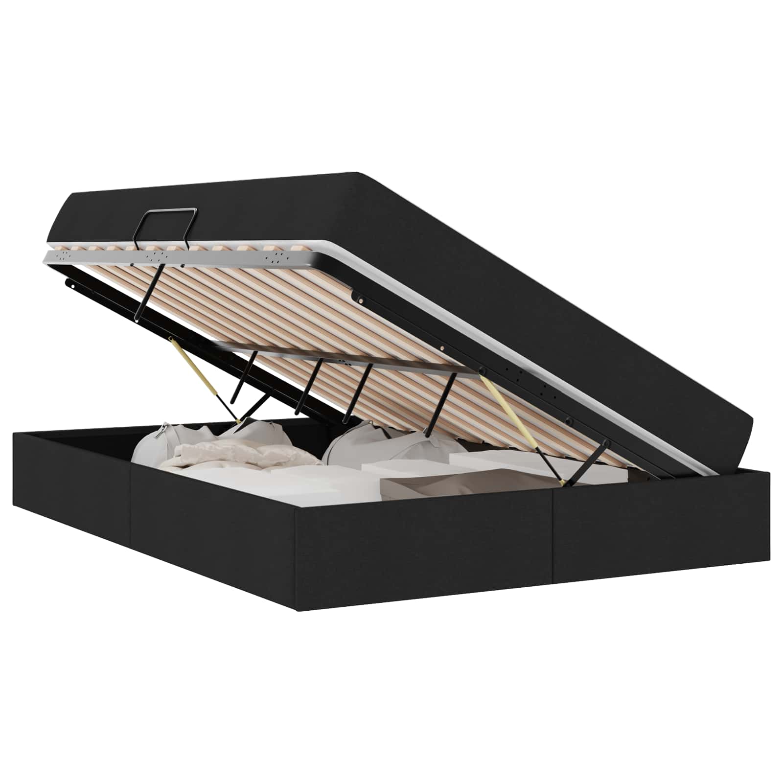 Letto con contenitore e materasso Nero 140 x 200 cm Poliestere