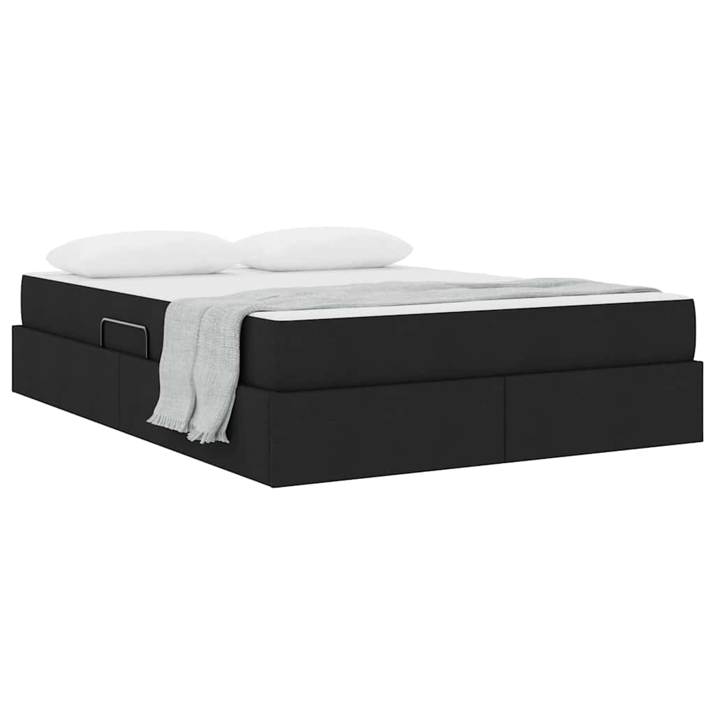 Letto con contenitore e materasso Nero 140 x 200 cm Poliestere