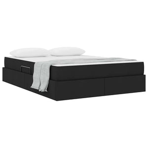 Letto con contenitore e materasso Nero 140 x 200 cm Poliestere