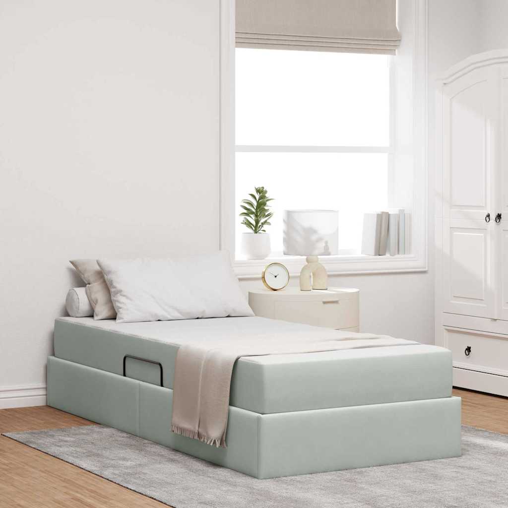 Letto con contenitore e materasso Grigio chiaro 90 x 190 cm 3399688