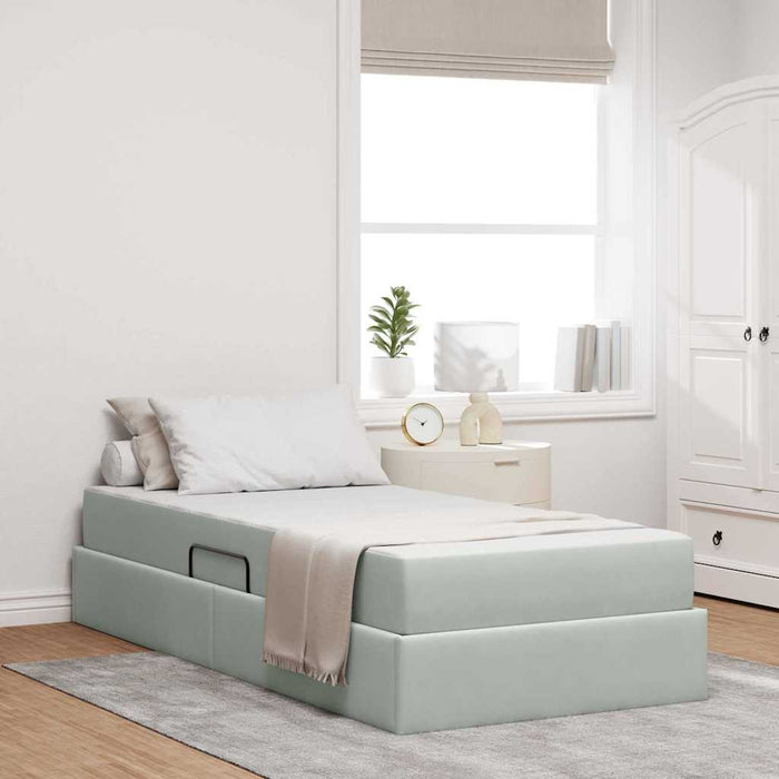 Letto con contenitore e materasso Grigio chiaro 90 x 190 cm 3399688