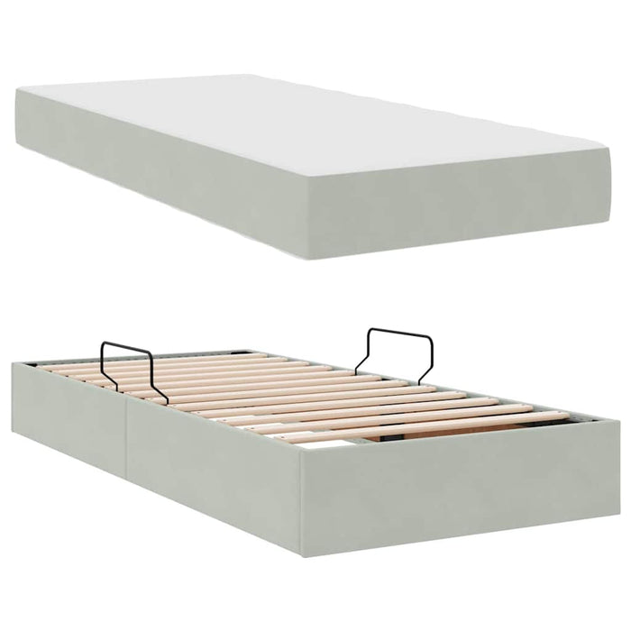 Letto con contenitore e materasso Grigio chiaro 90 x 190 cm 3399688