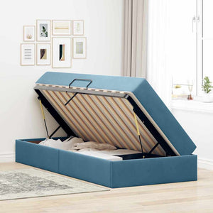 Letto con contenitore e materasso Blu Scuro 90 x 190 cm Velluto 3399692