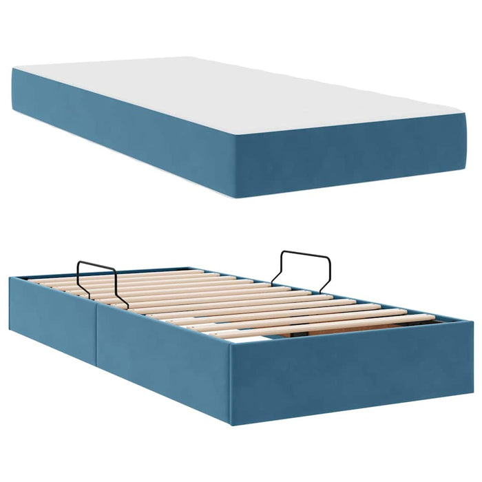 Letto con contenitore e materasso Blu Scuro 90 x 190 cm Velluto 3399692