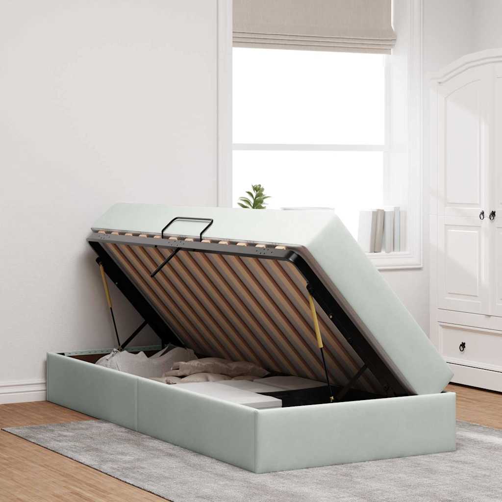 Letto con contenitore e materasso Grigio chiaro 90 x 200 cm 3399694