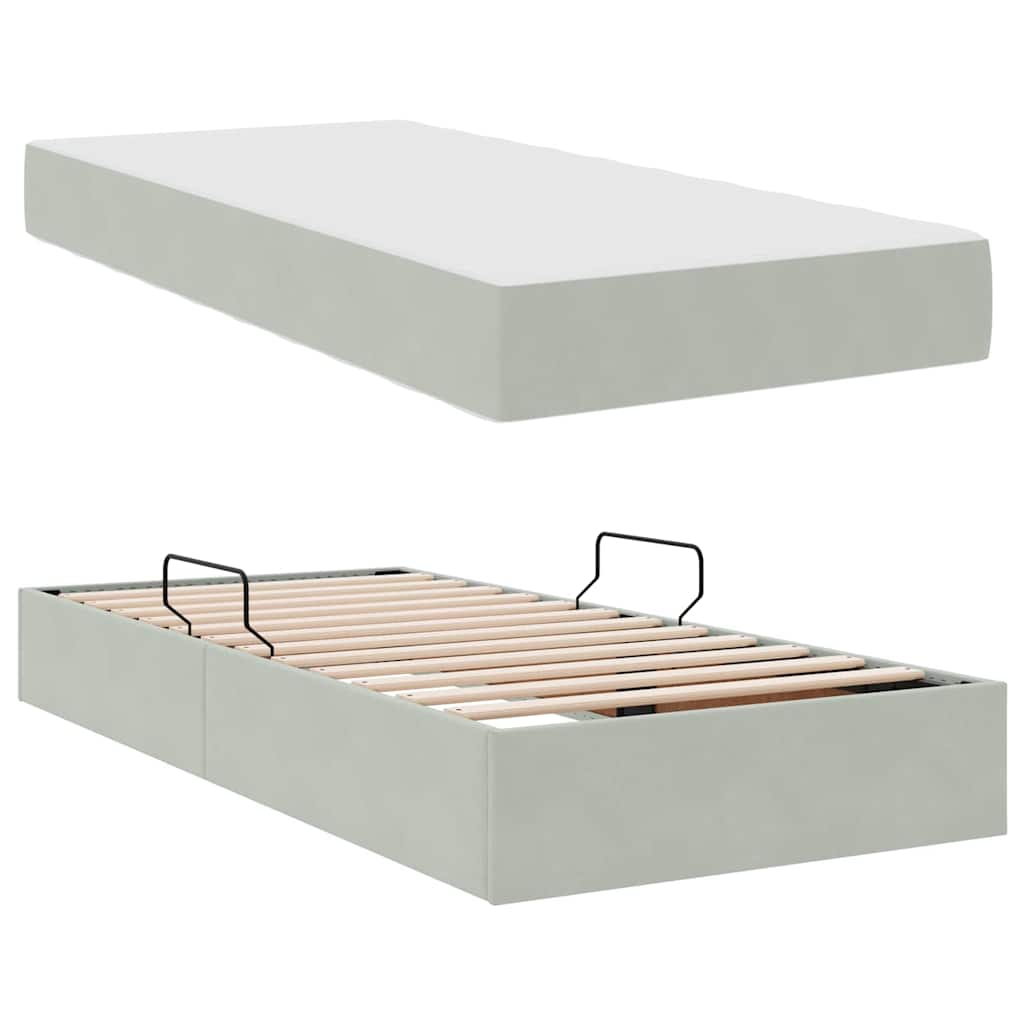 Letto con contenitore e materasso Grigio chiaro 90 x 200 cm 3399694