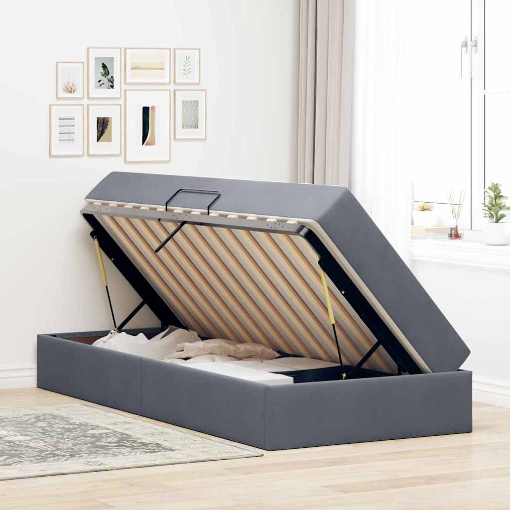 Letto con contenitore e materasso Grigio scuro 90 x 200 cm 3399695