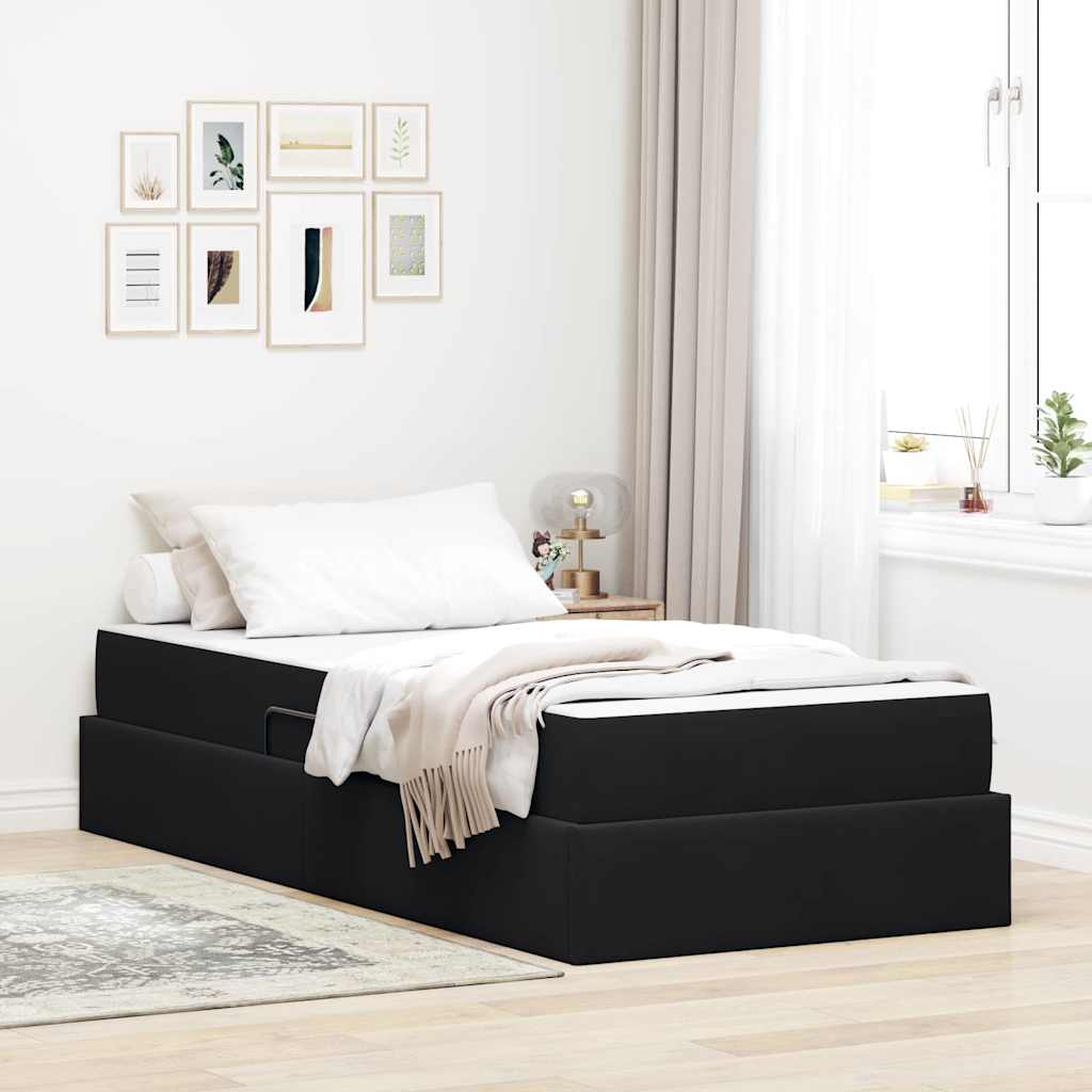 Letto con contenitore e materasso Nero 90 x 200 cm Velluto 3399696
