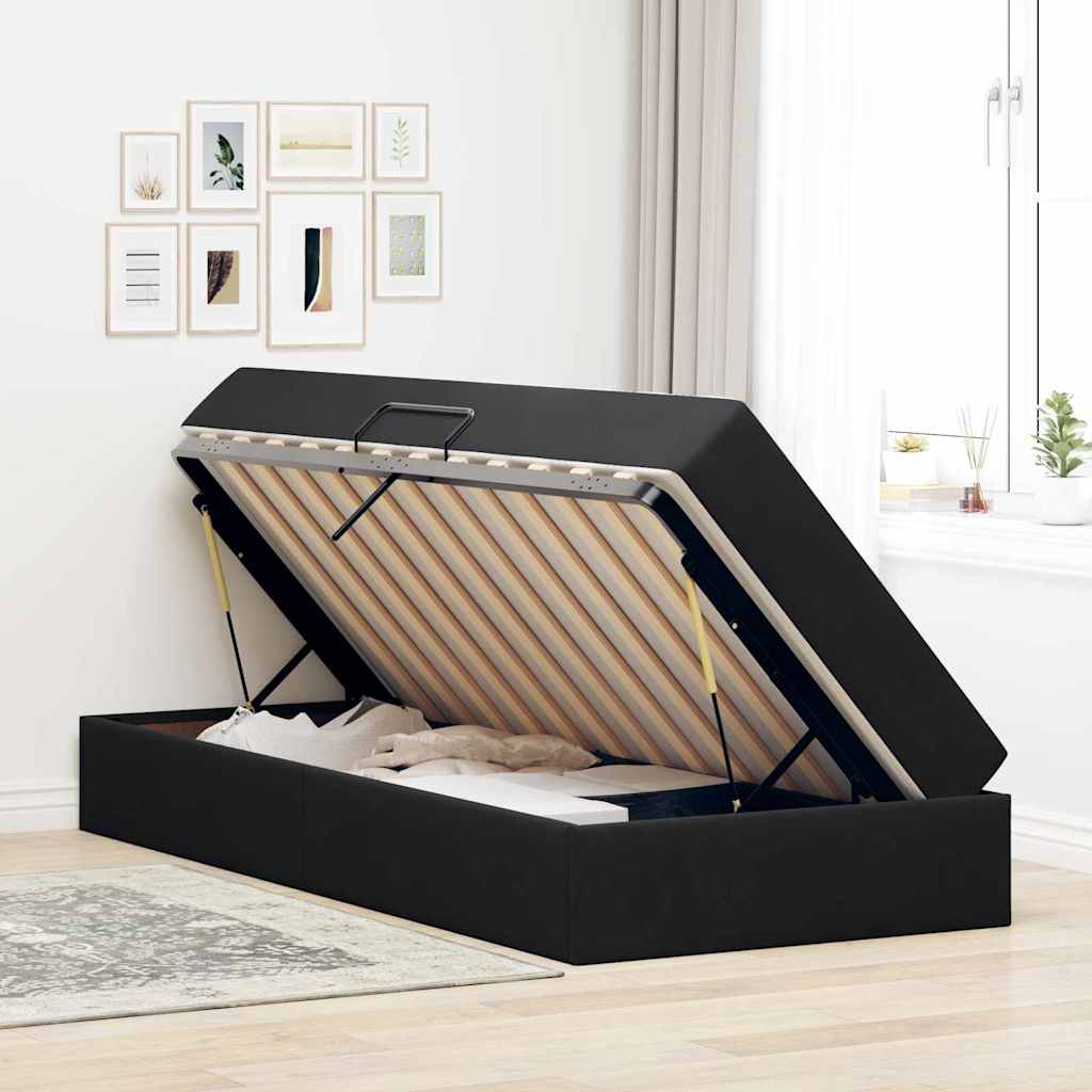Letto con contenitore e materasso Nero 90 x 200 cm Velluto 3399696