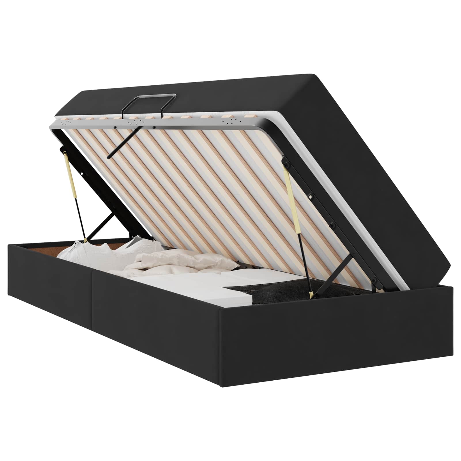 Letto con contenitore e materasso Nero 90 x 200 cm Velluto 3399696
