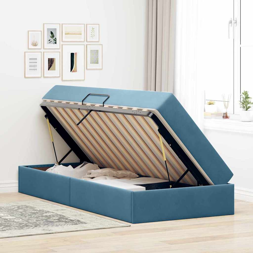 Letto con contenitore e materasso Blu Scuro 90 x 200 cm Velluto 3399698
