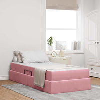 Letto con contenitore e materasso Rosa 90 x 200 cm Velluto 3399699