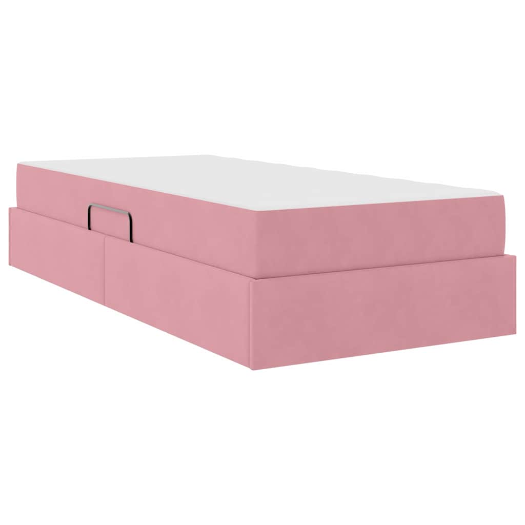 Letto con contenitore e materasso Rosa 90 x 200 cm Velluto 3399699