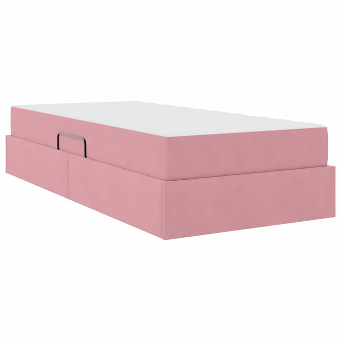 Letto con contenitore e materasso Rosa 90 x 200 cm Velluto 3399699