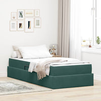 Letto con contenitore e materasso Verde Scuro 100 x 200 cm 3399703