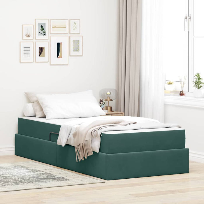 Letto con contenitore e materasso Verde Scuro 100 x 200 cm 3399703