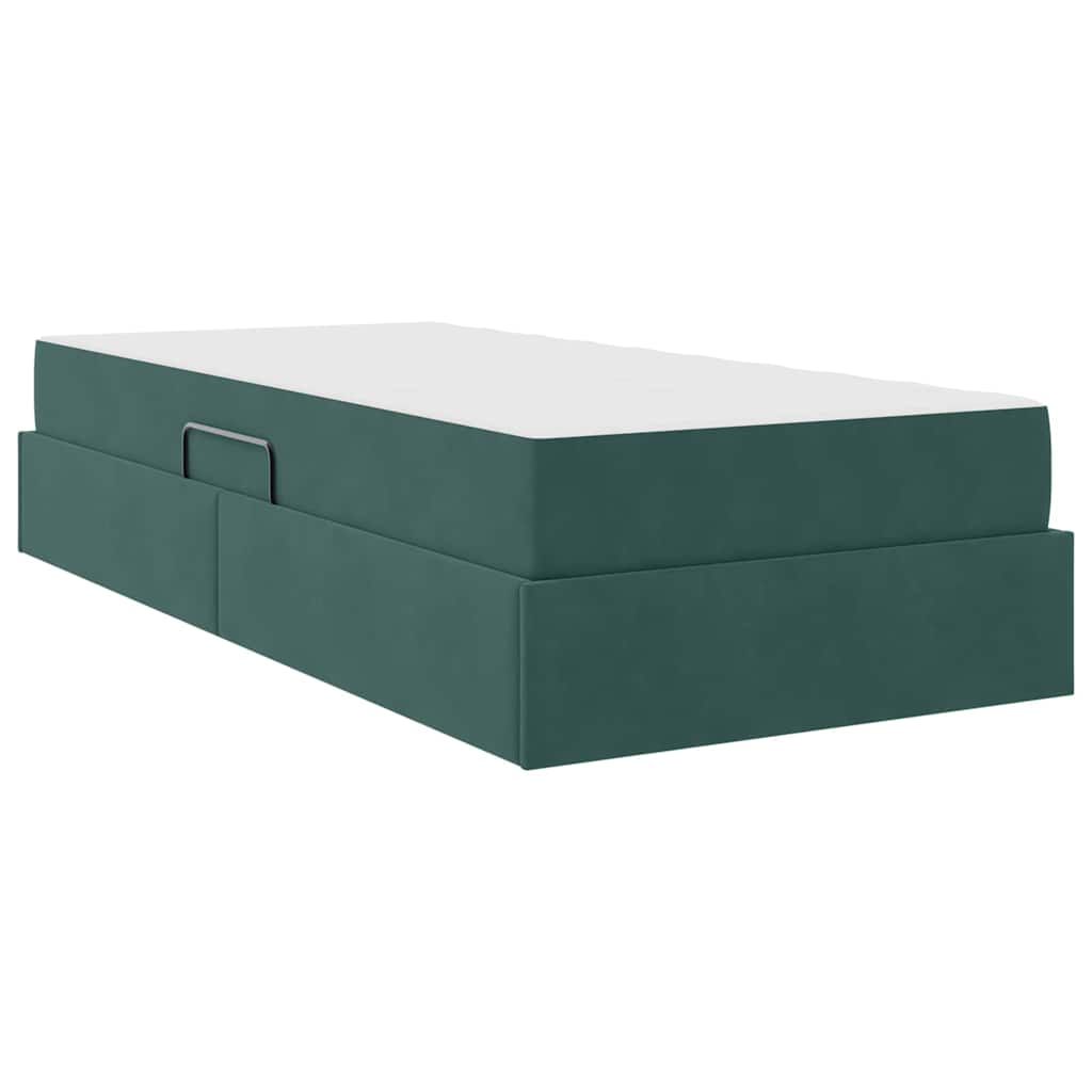 Letto con contenitore e materasso Verde Scuro 100 x 200 cm 3399703