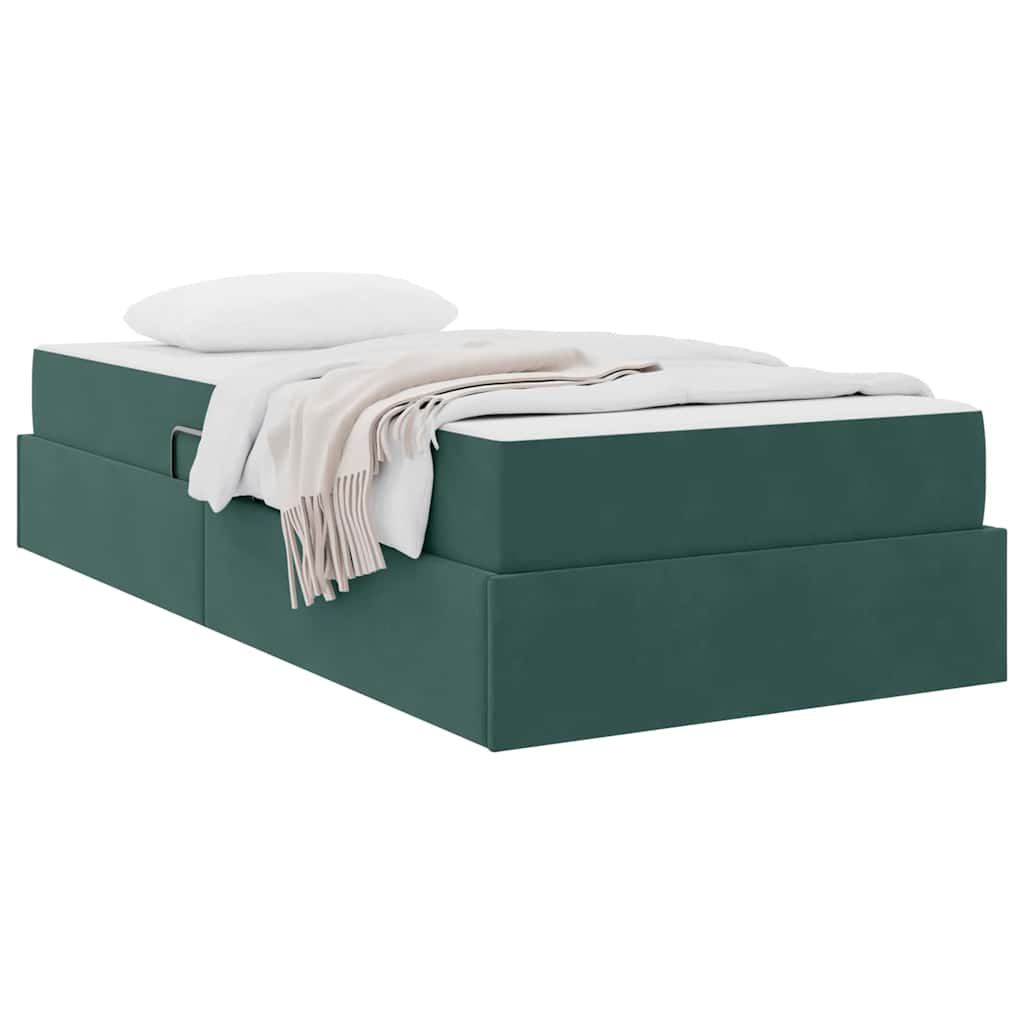 Letto con contenitore e materasso Verde Scuro 100 x 200 cm 3399703