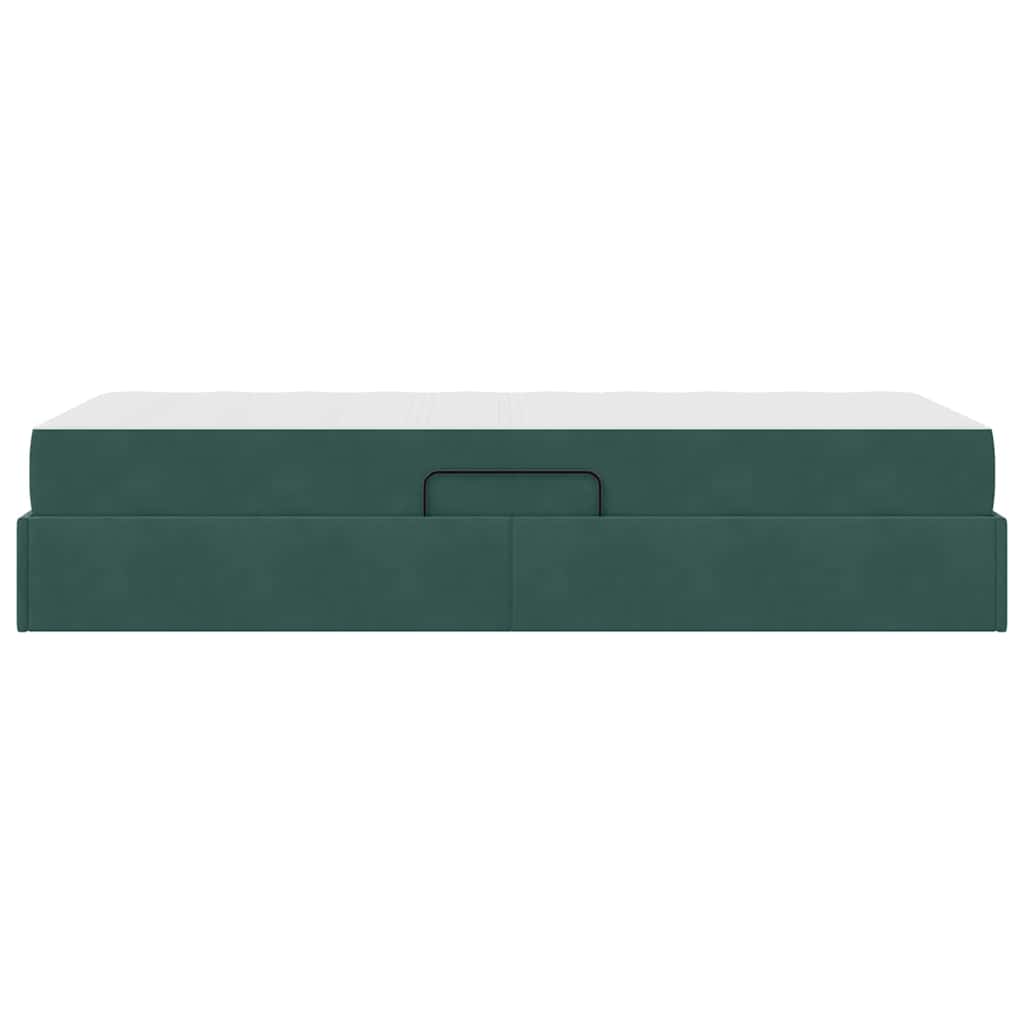 Letto con contenitore e materasso Verde Scuro 100 x 200 cm 3399703