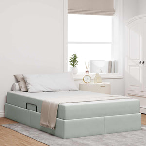 Letto con contenitore e materasso Grigio chiaro 120 x 190 cm