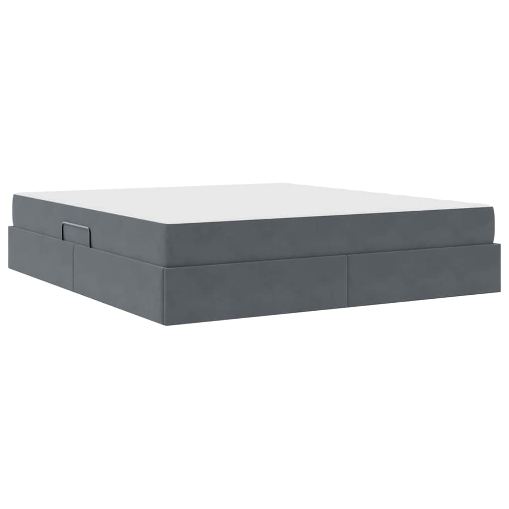 Letto con contenitore e materasso Grigio scuro 160 x 200 cm
