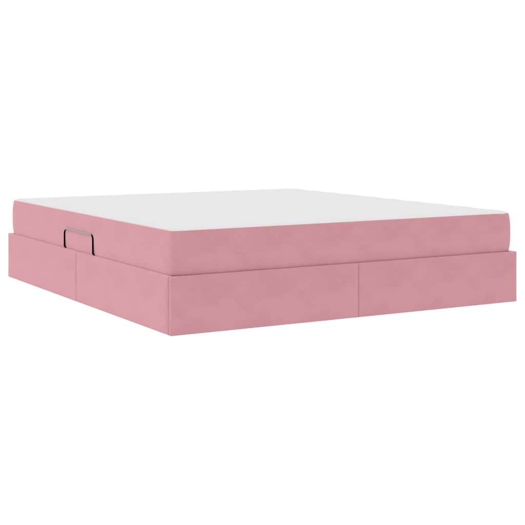 Letto con contenitore e materasso Rosa 180 x 200 cm Velluto 3399741