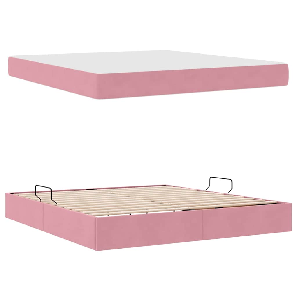 Letto con contenitore e materasso Rosa 180 x 200 cm Velluto 3399741