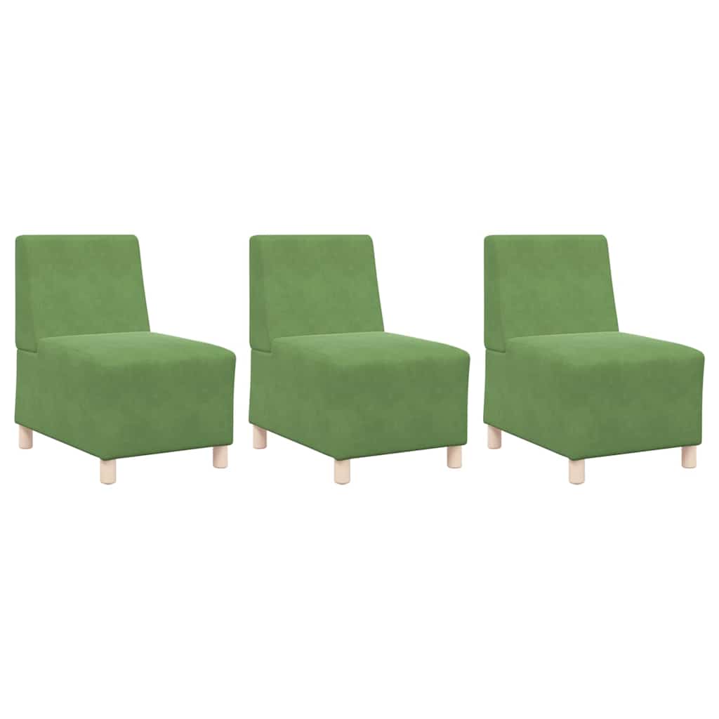vidaXL Unità di Divano Modulare Senza Braccioli 3 pcs Verde chiaro