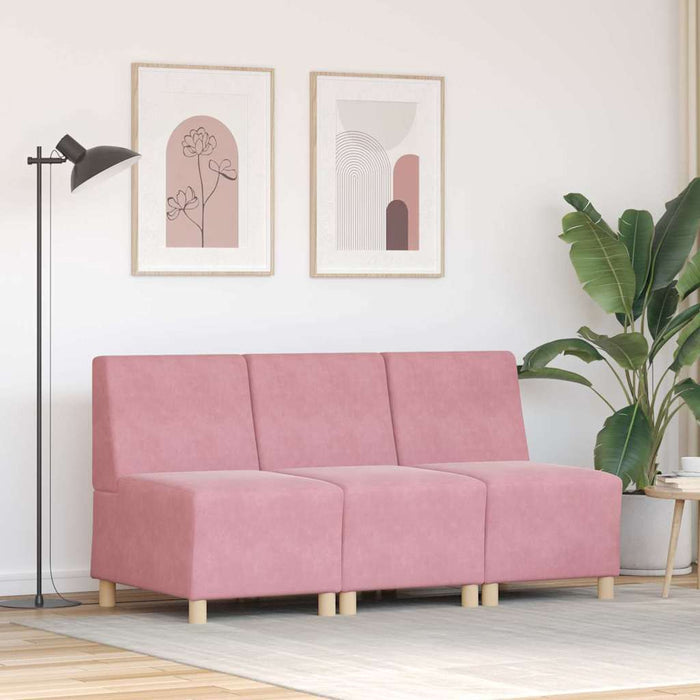 vidaXL Unità di Divano Modulare Senza Braccioli 3 pcs Rosa