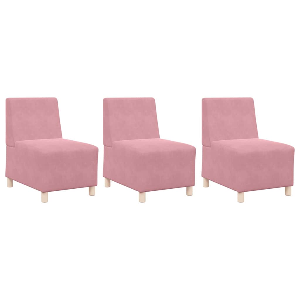 vidaXL Unità di Divano Modulare Senza Braccioli 3 pcs Rosa