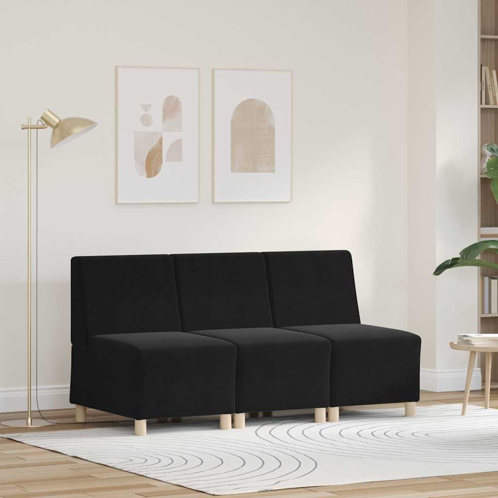 Divano Modulare Senza Braccioli 3 pz-Sofa Modulare-Divanetto Nero 896041