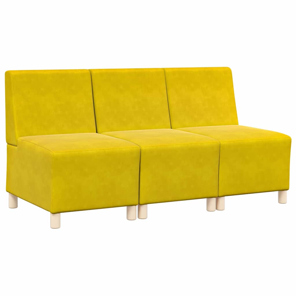 vidaXL Unità di Divano Modulare Senza Braccioli 3 pcs Giallo
