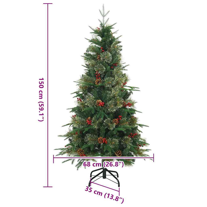 Albero di Natale Artificiale con Rami Pieghevoli Verde 150 cm 42019302