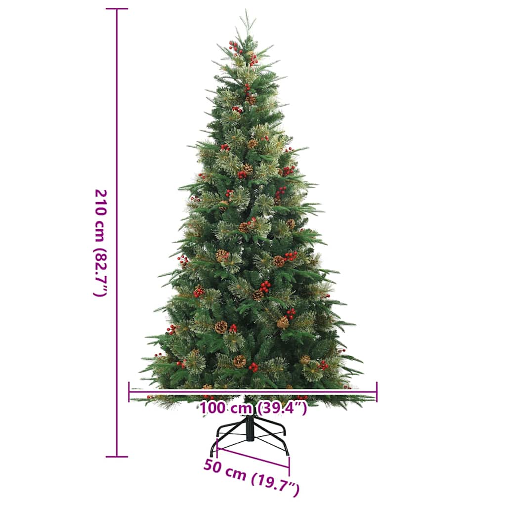 Albero di Natale Artificiale con Rami Pieghevoli Verde 210 cm 42019304