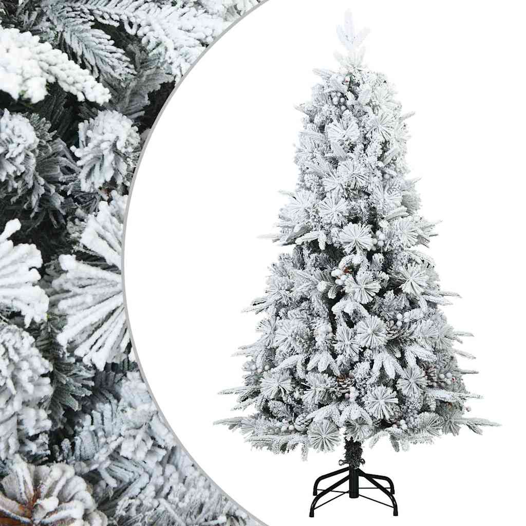 Albero di Natale Artificiale-Albero Natalizio Snodato Foderato di Neve Bianco 397810