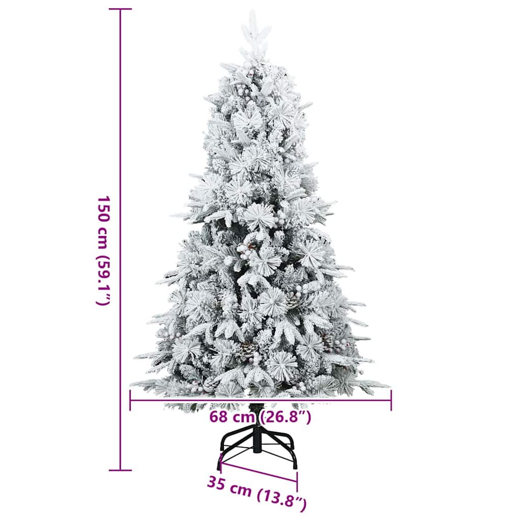 Albero di Natale Artificiale Snodato Foderato di Neve Bianco 42019307