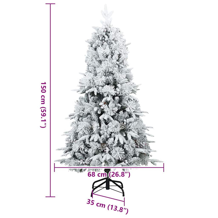 Albero di Natale Artificiale Snodato Foderato di Neve Bianco 42019307