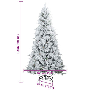 Albero di Natale Artificiale Snodato Foderato di Neve Bianco 42019308