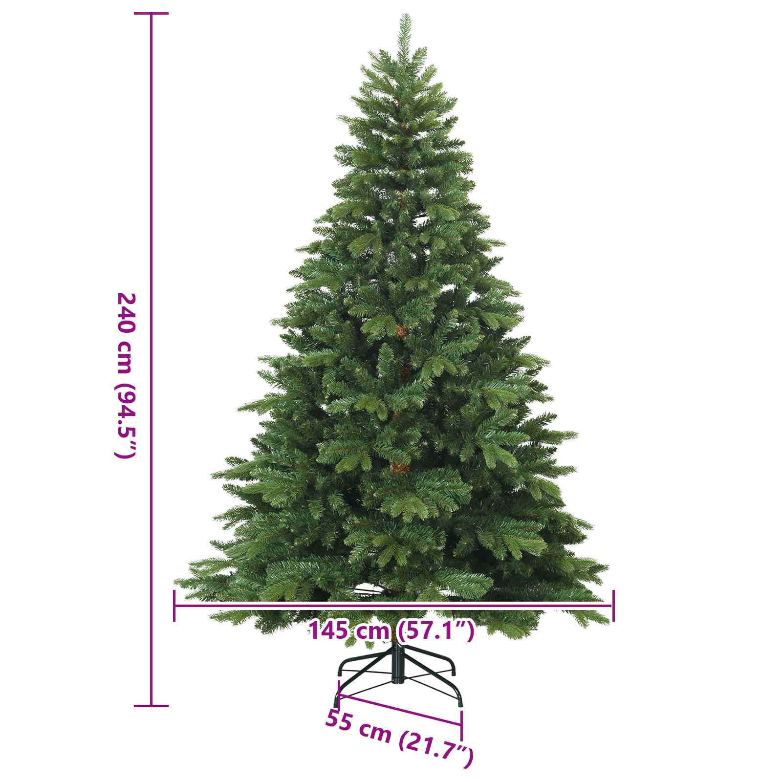 Albero di Natale Artificiale con Rami Pieghevoli Verde 240 cm 42019315