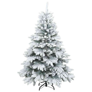 Albero di Natale Artificiale-Albero Natalizio Snodato Foderato di Neve Bianco 705115