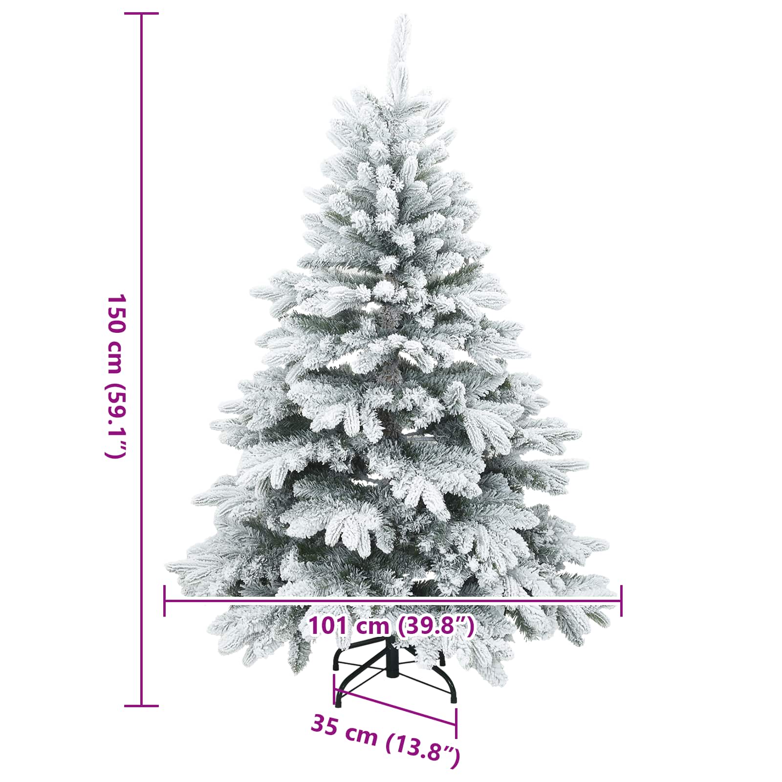 Albero di Natale Artificiale Snodato Foderato di Neve Bianco 42019317