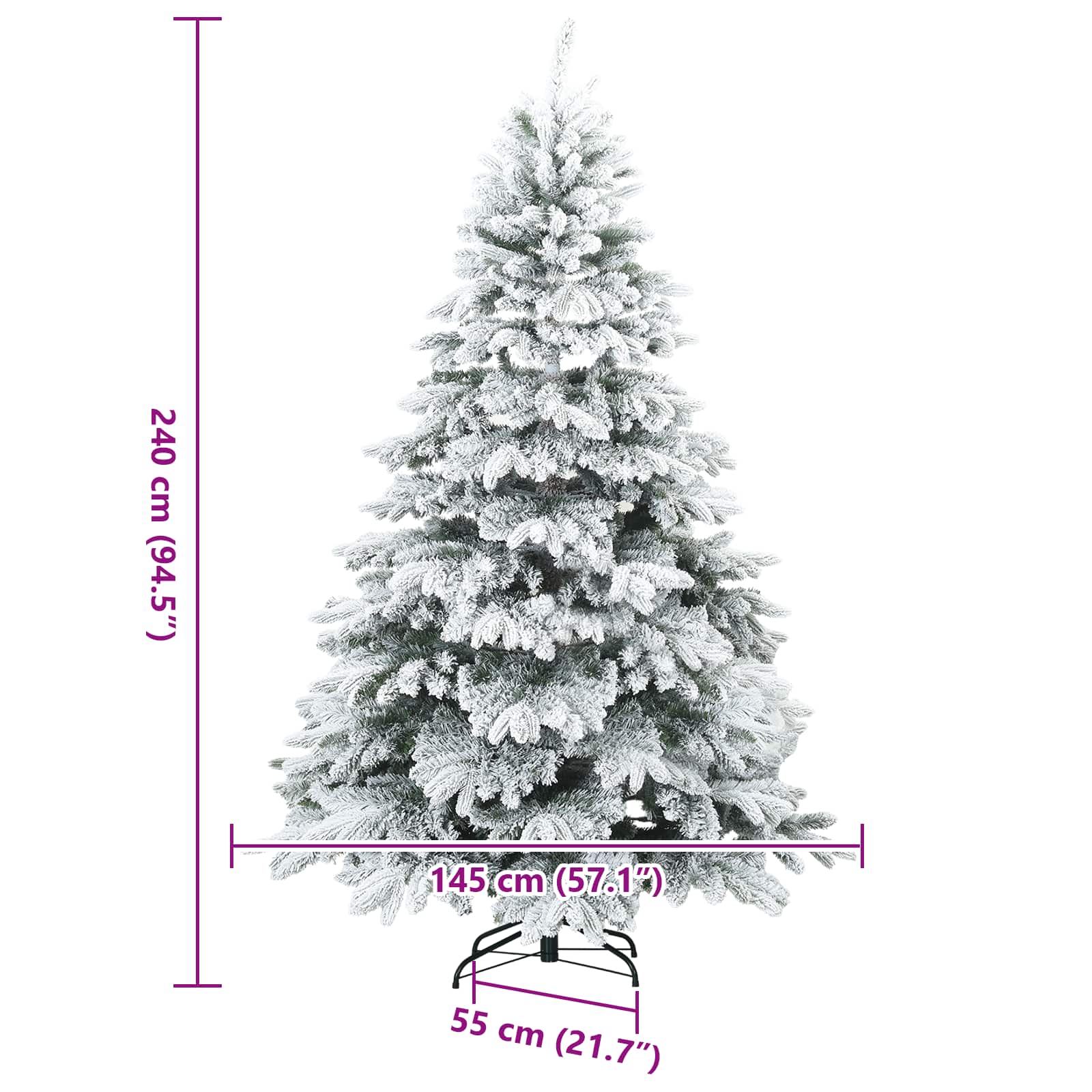 Albero di Natale Artificiale Snodato Foderato di Neve Bianco 42019320