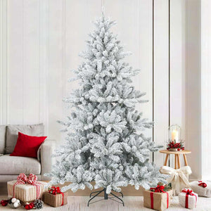 Albero di Natale Artificiale Snodato Foderato di Neve Bianco