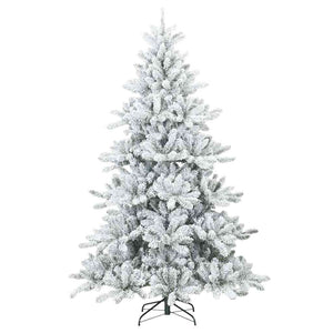 Albero di Natale Artificiale-Albero Natalizio Snodato Foderato di Neve Bianco 365279