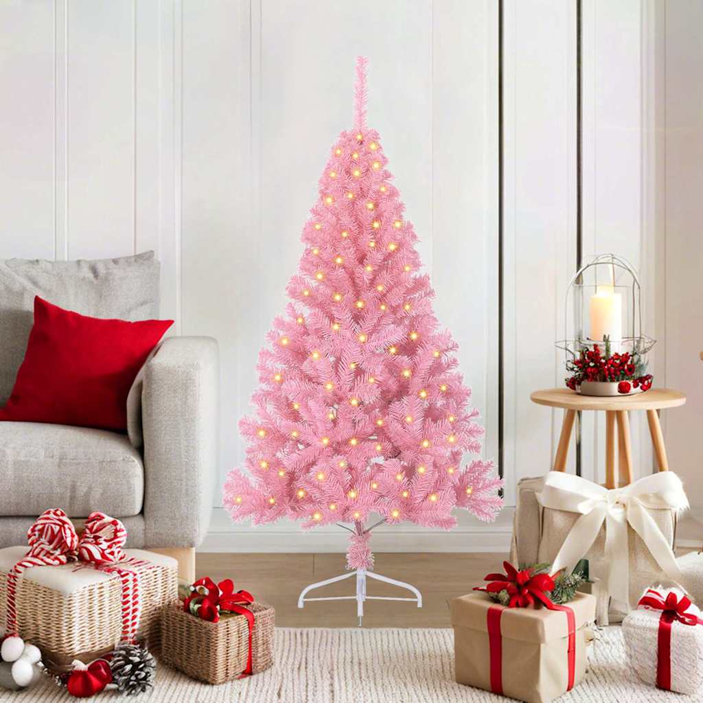 Albero di Natale artificiale con luci integrate Rosa 120 cm PVC 3397046