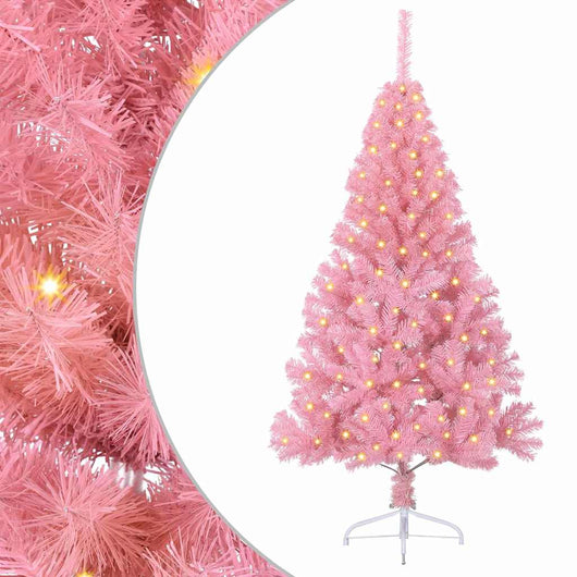 Albero di Natale artificiale con luci integrate Rosa 120 cm PVC 3397046