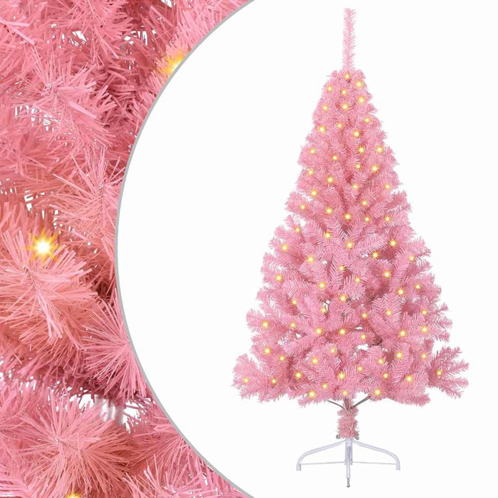 Albero di Natale artificiale con luci integrate Rosa 120 cm PVC 3397046